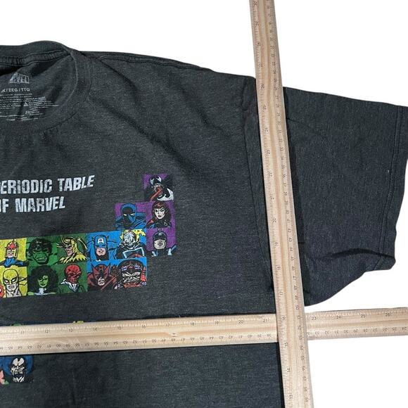 Marvel 2X Comic Book Graphic Tee Periodic Table Charcoal Gray Crewneck Modern - Picture 5 of 5